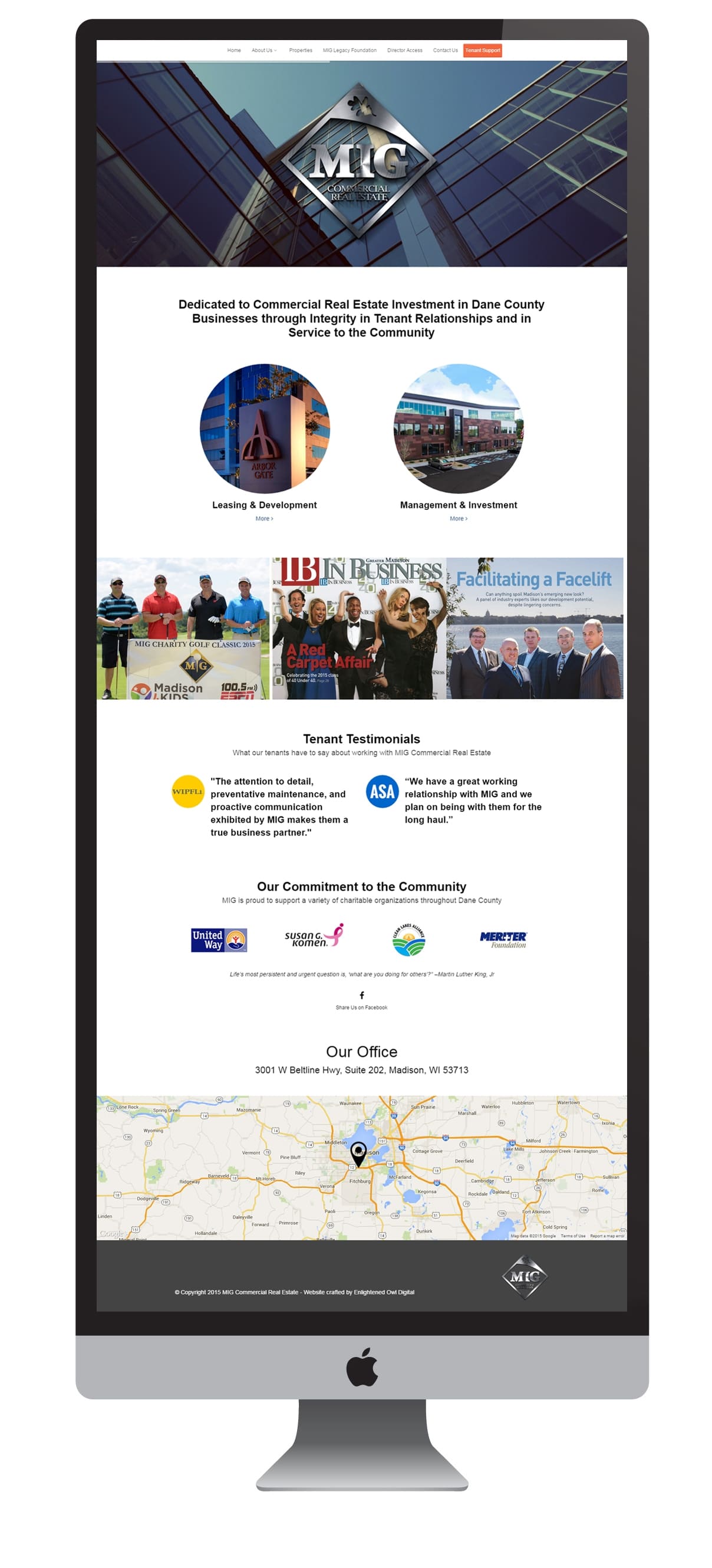 Commercial Real Estate web design Madison, WI - Enlightened Owl Digital