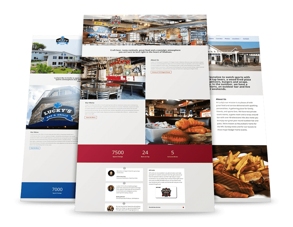 Luckys restaurant website redesign Madison, WI - Enlightened Owl Digital